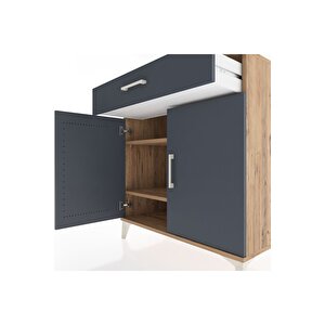 Hyperion Şifonyer 2 Raflı Tek Çekmeceli 2 Kapaklı 88x44x96 Çam-antrasit
