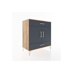 Hyperion Şifonyer 3 Raflı 2 Çekmeceli 2 Kapaklı 88x44x96 Çam-antrasit