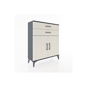 Arges Şifonyer 2 Raflı 2 Çekmeceli 2 Kapaklı 88x30x106 Antrasit-aytaşı