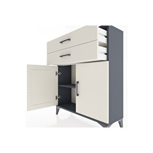 Arges Şifonyer 2 Raflı 2 Çekmeceli 2 Kapaklı 88x30x106 Antrasit-aytaşı