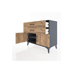 Hyperion Şifonyer Tek Raflı 2 Çekmeceli 2 Kapaklı 88x44x80 Antrasit-çam