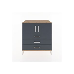 Hyperion Şifonyer 2 Raflı 3 Çekmeceli 2 Kapaklı 88x44x96 Çam-antrasit