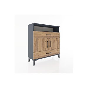 Arges Şifonyer 3 Raflı 2 Çekmeceli 2 Kapaklı 88x30x96 Antrasit-çam