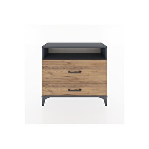 Arges Şifonyer Tek Raflı 2 Çekmeceli 88x30x80 Antrasit-çam