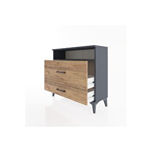 Arges Şifonyer Tek Raflı 2 Çekmeceli 88x30x80 Antrasit-çam