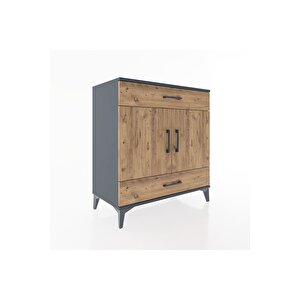 Hyperion Şifonyer 3 Raflı 2 Çekmeceli 2 Kapaklı 88x44x96 Antrasit-çam