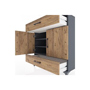 Hyperion Şifonyer 3 Raflı 2 Çekmeceli 2 Kapaklı 88x44x96 Antrasit-çam