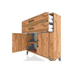 Arges Şifonyer Tek Raflı 2 Çekmeceli 2 Kapaklı 88x30x96 Çam-çam