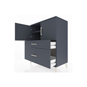 Hyperion Şifonyer 2 Raflı 2 Çekmeceli 2 Kapaklı 88x44x106 Antrasit-antrasit