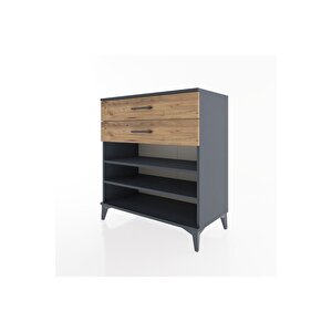 Hyperion Şifonyer 2 Raflı 2 Çekmeceli 88x44x96 Antrasit-çam