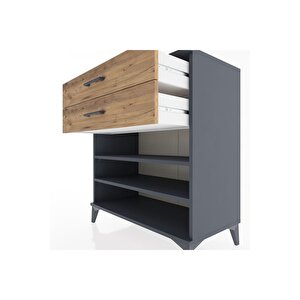 Hyperion Şifonyer 2 Raflı 2 Çekmeceli 88x44x96 Antrasit-çam