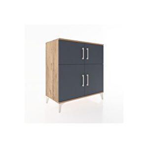 Hyperion Şifonyer 2 Raflı 4 Kapaklı 88x44x96 Çam-antrasit