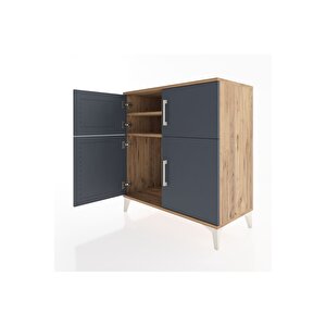 Hyperion Şifonyer 2 Raflı 4 Kapaklı 88x44x96 Çam-antrasit