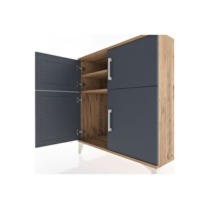 Hyperion Şifonyer 2 Raflı 4 Kapaklı 88x44x96 Çam-antrasit