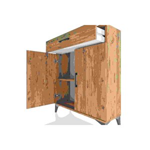 Arges Şifonyer Tek Raflı Tek Çekmeceli 2 Kapaklı 88x30x106 Çam-çam