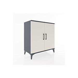 Hyperion Şifonyer 4 Raflı 2 Kapaklı 88x44x96 Antrasit-aytaşı