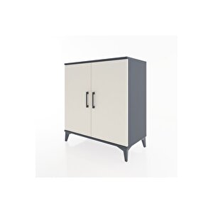 Hyperion Şifonyer 4 Raflı 2 Kapaklı 88x44x96 Antrasit-aytaşı