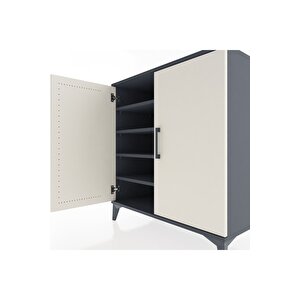 Hyperion Şifonyer 4 Raflı 2 Kapaklı 88x44x96 Antrasit-aytaşı