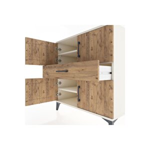 Hyperion Şifonyer 3 Raflı Tek Çekmeceli 4 Kapaklı 88x44x96 Aytaşı-çam