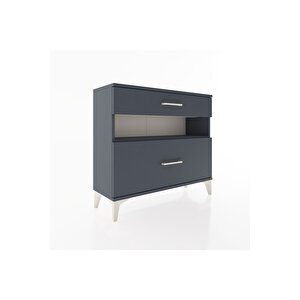 Arges Şifonyer Tek Raflı 2 Çekmeceli 88x30x80 Antrasit-antrasit