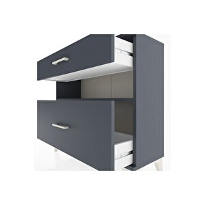 Arges Şifonyer Tek Raflı 2 Çekmeceli 88x30x80 Antrasit-antrasit