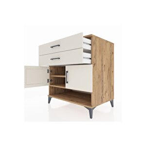 Kronos Şifonyer 2 Raflı 2 Çekmeceli 2 Kapaklı 88x59x96 Çam-aytaşı