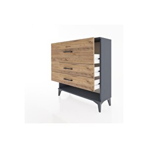 Arges Şifonyer 3 Çekmeceli 88x30x96 Antrasit-çam