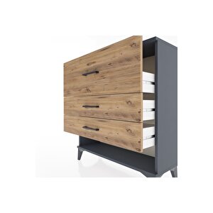 Arges Şifonyer 3 Çekmeceli 88x30x96 Antrasit-çam