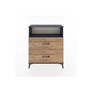 Arges Şifonyer Tek Raflı 2 Çekmeceli 88x30x106 Antrasit-çam