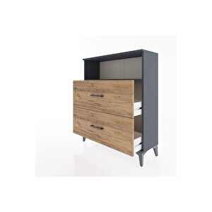 Arges Şifonyer Tek Raflı 2 Çekmeceli 88x30x106 Antrasit-çam