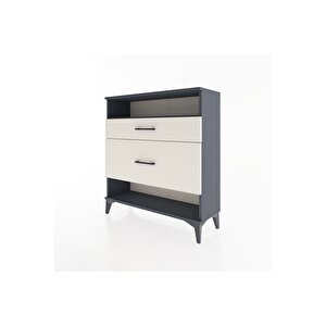 Arges Şifonyer Tek Raflı 2 Çekmeceli 88x30x96 Antrasit-aytaşı