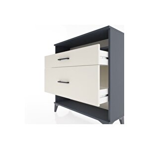 Arges Şifonyer Tek Raflı 2 Çekmeceli 88x30x96 Antrasit-aytaşı