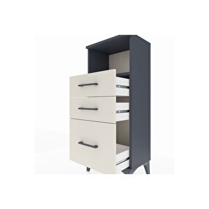 Arges Komodin Tek Raflı 3 Çekmeceli 44x30x106 Antrasit-aytaşı