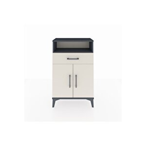 Arges Komodin 2 Raflı Tek Çekmeceli 2 Kapaklı 60x30x96 Antrasit-aytaşı