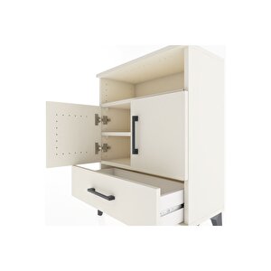 Arges Komodin 3 Raflı Tek Çekmeceli 2 Kapaklı 60x30x80 Aytaşı-aytaşı