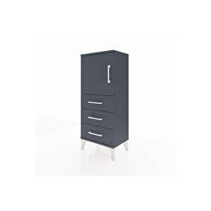 Arges Komodin 2 Raflı 3 Çekmeceli Tek Kapaklı 44x30x106 Antrasit-antrasit