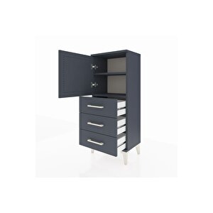 Arges Komodin 2 Raflı 3 Çekmeceli Tek Kapaklı 44x30x106 Antrasit-antrasit