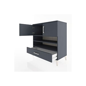 Hyperion Şifonyer 3 Raflı Tek Çekmeceli 2 Kapaklı 88x44x96 Antrasit-antrasit