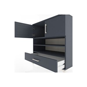 Hyperion Şifonyer 3 Raflı Tek Çekmeceli 2 Kapaklı 88x44x96 Antrasit-antrasit