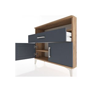 Arges Şifonyer 2 Raflı Tek Çekmeceli 2 Kapaklı 88x30x80 Çam-antrasit