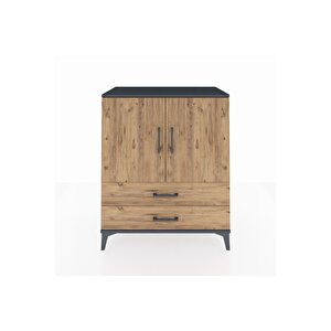 Hyperion Şifonyer 2 Raflı 2 Çekmeceli 2 Kapaklı 88x44x106 Antrasit-çam