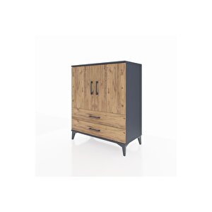 Hyperion Şifonyer 2 Raflı 2 Çekmeceli 2 Kapaklı 88x44x106 Antrasit-çam