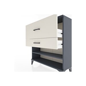 Arges Şifonyer Tek Raflı 2 Çekmeceli 88x30x96 Antrasit-aytaşı