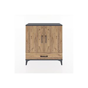 Arges Şifonyer 3 Raflı Tek Çekmeceli 2 Kapaklı 88x30x96 Antrasit-çam