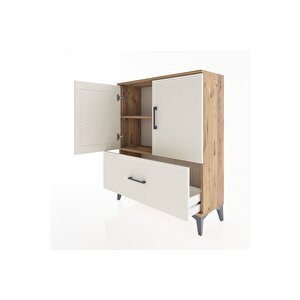 Arges Şifonyer 2 Raflı Tek Çekmeceli 2 Kapaklı 88x30x106 Çam-aytaşı