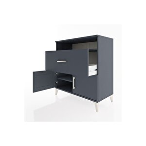 Hyperion Şifonyer 2 Raflı Tek Çekmeceli 2 Kapaklı 88x44x96 Antrasit-antrasit