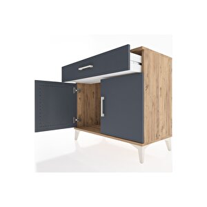 Hyperion Şifonyer Tek Çekmeceli 2 Kapaklı 88x44x80 Çam-antrasit