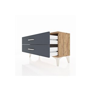 Arges Şifonyer 2 Çekmeceli 88x30x48 Çam-antrasit