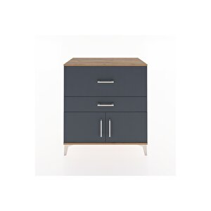 Hyperion Şifonyer 2 Çekmeceli 2 Kapaklı 88x44x96 Çam-antrasit