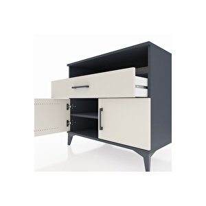 Kronos Şifonyer 2 Raflı Tek Çekmeceli 2 Kapaklı 88x59x80 Antrasit-aytaşı